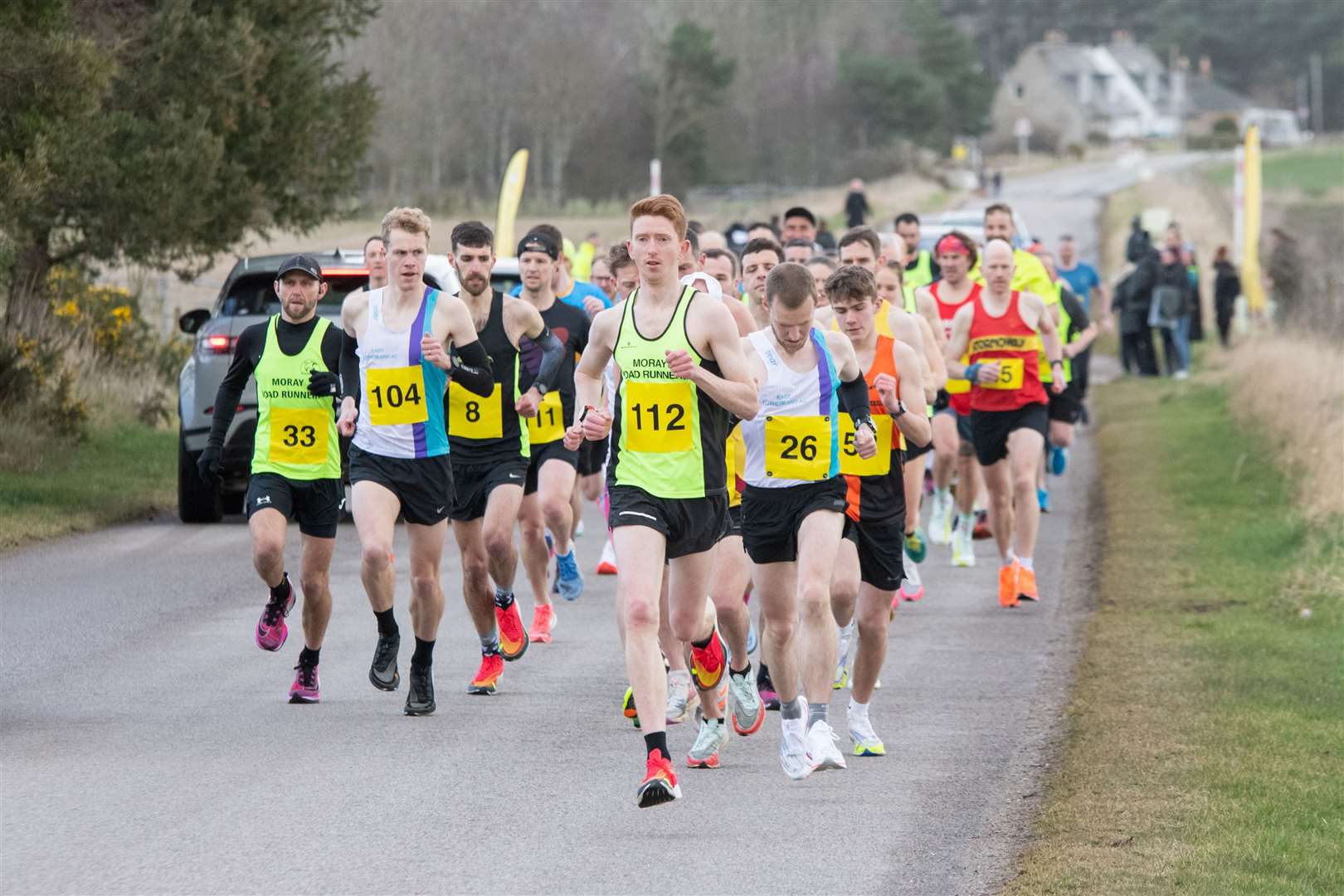 Runners start the race just outside Miltonduff. Moray Road Runners 2024 10k Race. Picture: Daniel Forsyth.