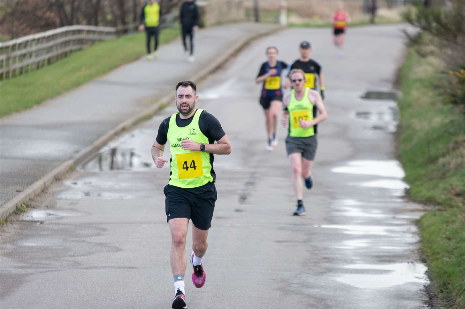 #44 Moray Road Runners Craig Rowley approaches the finishline. Moray Road Runners 2024 10k Race. Picture: Daniel Forsyth.