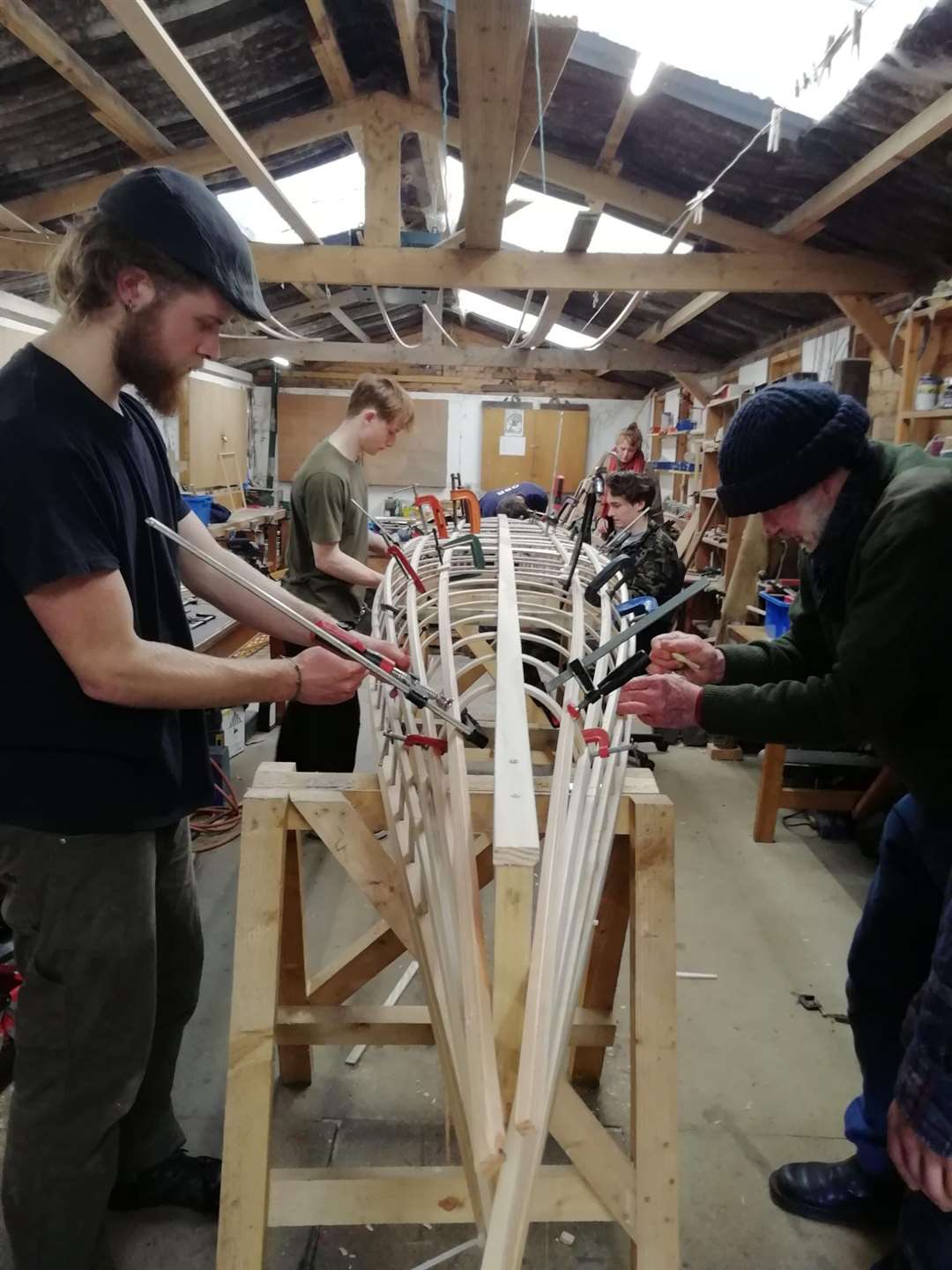 Making the canoes.