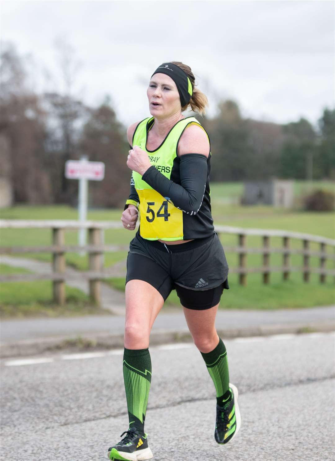 Finishing with a time of 43:30, Moray Road Runners' Susan McNairney. Moray Road Runners 2024 10k Race.Picture: Daniel Forsyth.