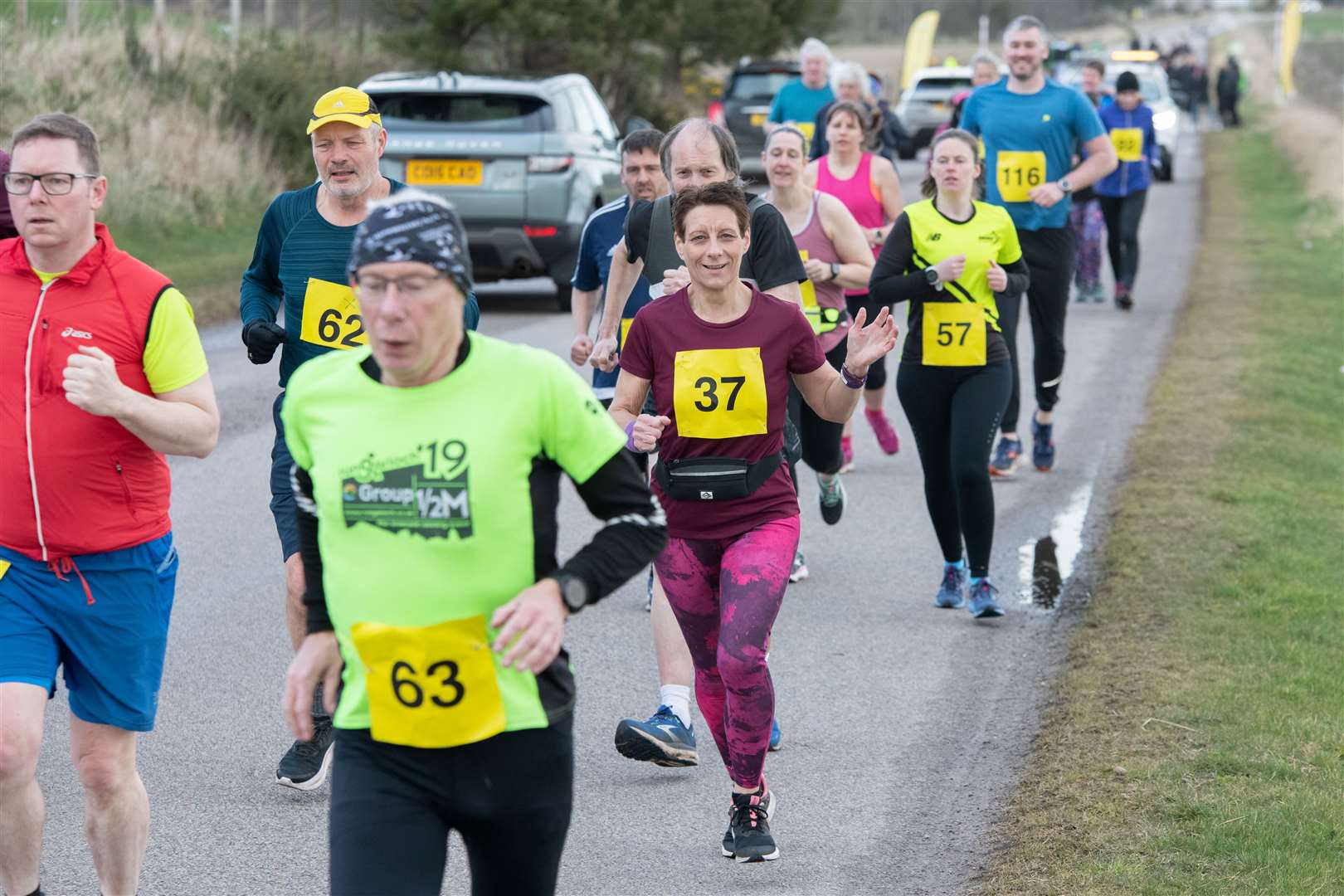 Runners make their way away from the Miltonduff start line.Moray Road Runners 2024 10k Race.Picture: Daniel Forsyth.
